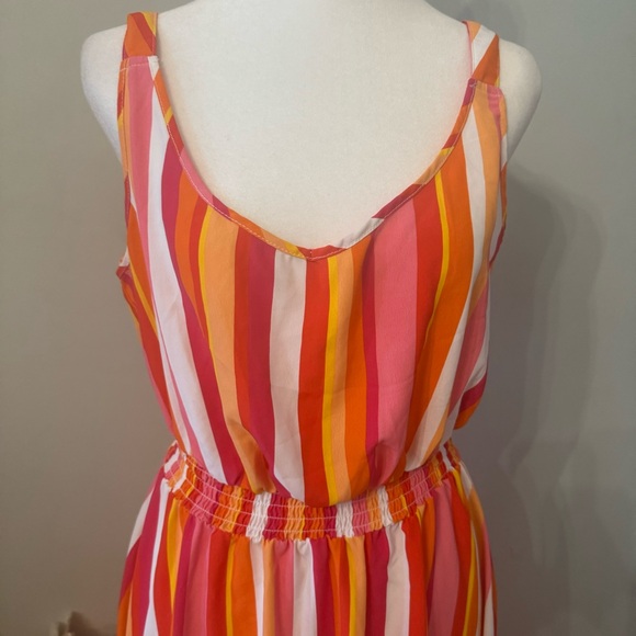 High Low Sleeveless Striped Dress M Willow Drive Orange Pink White - Picture 7 of 8